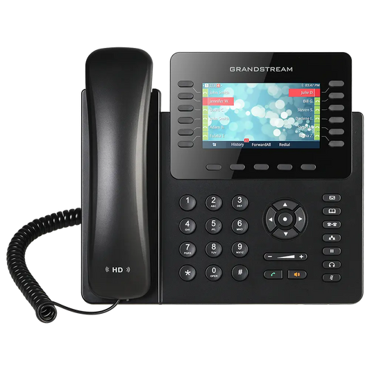 Front view of Grandstream GXP2170 business VoIP IP phone featuring a 4.3-inch color display, 12 lines, and programmable function keys.
