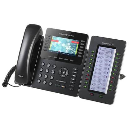 Grandstream GXP2170 enterprise IP phone connected to GXP2200EXT expansion module for advanced call management and BLF monitoring.