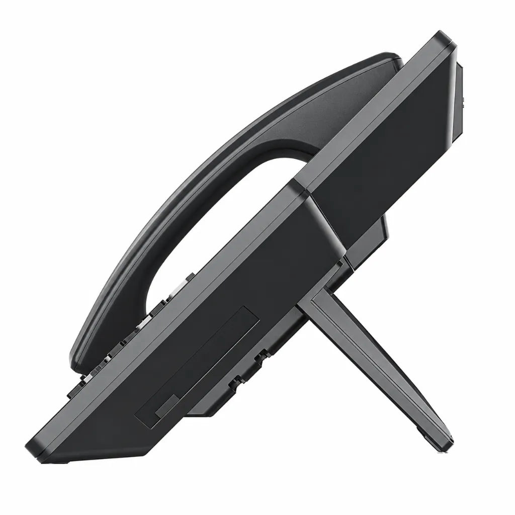 Grandstream GXV3450 IP video phone side angle view with adjustable stand and HD handset
