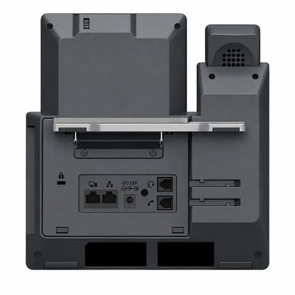 Rear view of Grandstream GXV3470 IP video phone showing Ethernet ports, handset ports and DC power input