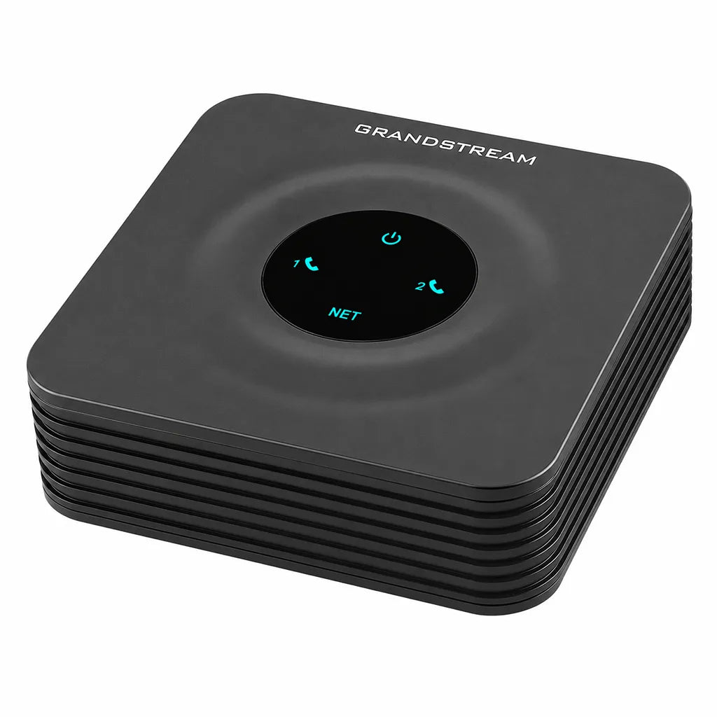 Grandstream HT802 v2 VoIP Analog Telephone Adapter right perspective view with dual FXS ports and compact enclosure for SIP communication -tpstech.in