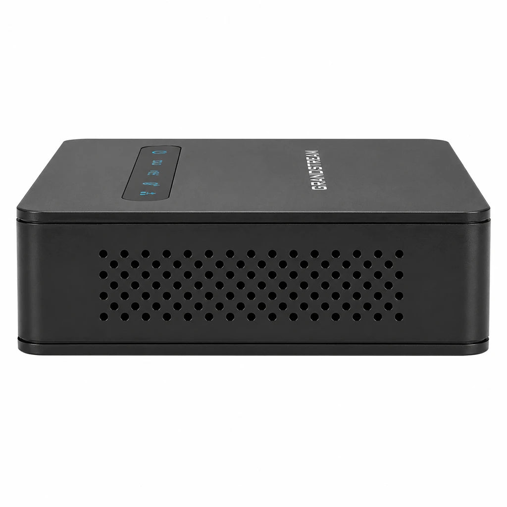 Grandstream HT813 Hybrid VoIP ATA left side view with ventilation design for reliable analog to VoIP communication -tpstech.in