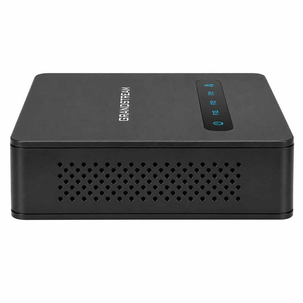 Grandstream HT813 Hybrid VoIP ATA right side view with ventilation panel for dependable SIP and PSTN gateway operation -tpstech.in