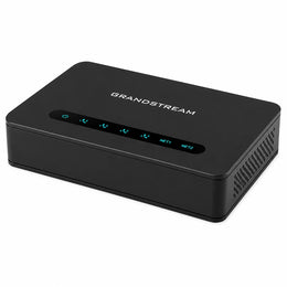 Grandstream HT818 V2 8-Port FXS VoIP Gateway front right angled view showing LED status indicators and compact desktop design -tpstech.in