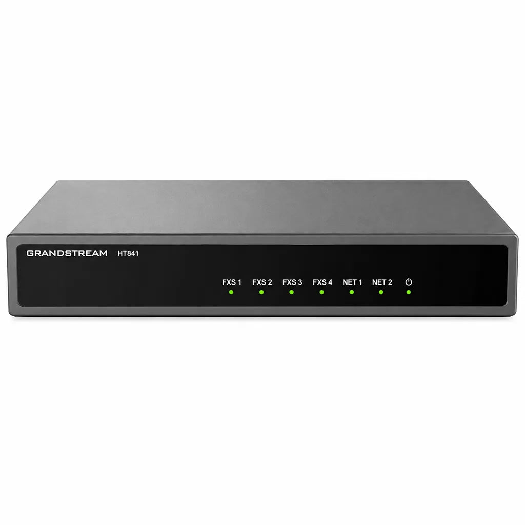 Front view of the Grandstream HT841 Analog FXO VoIP Gateway with LED status indicators for enterprise VoIP communication - tpstech.in