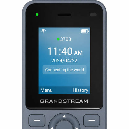 Close-up of the Grandstream WP816 Cordless Wi-Fi 6 IP Phone color display with status icons and menu interface -tpstech.in