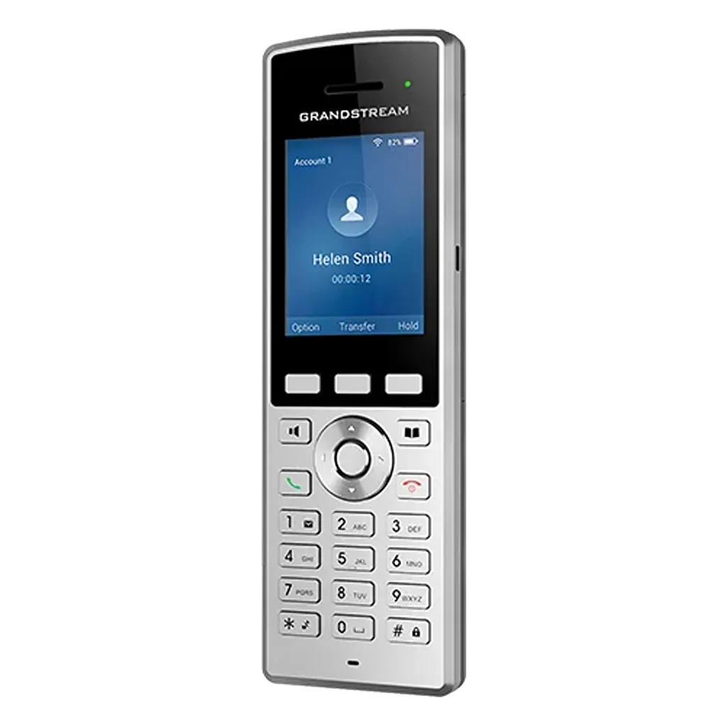 Grandstream WP822 Cordless WiFi IP Phone angled front view with keypad, HD voice and enterprise wireless communication features -tpstech.in