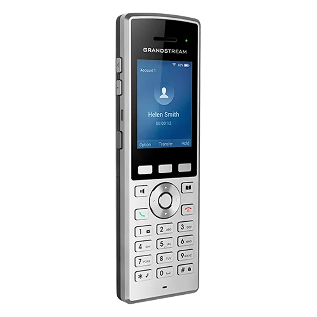 Grandstream WP822 cordless WiFi IP phone side angle showing slim portable design with dual-band WiFi and Bluetooth connectivity -tpstech.in