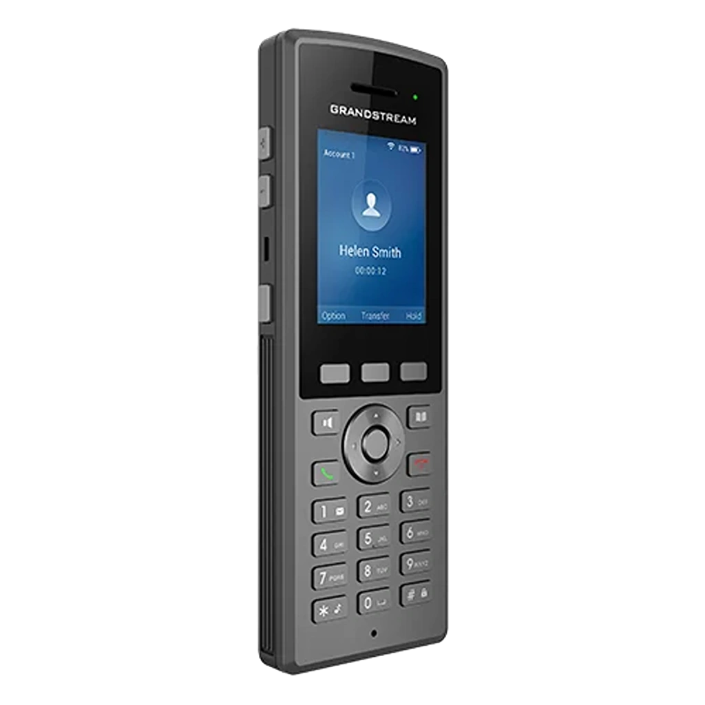 Grandstream WP825 rugged cordless WiFi IP phone left angle view showing slim portable design -tpstech.in