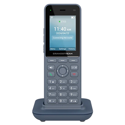 Grandstream WP826 Cordless WiFi 6 IP Phone placed on charging dock for enterprise communication -tpstech.in