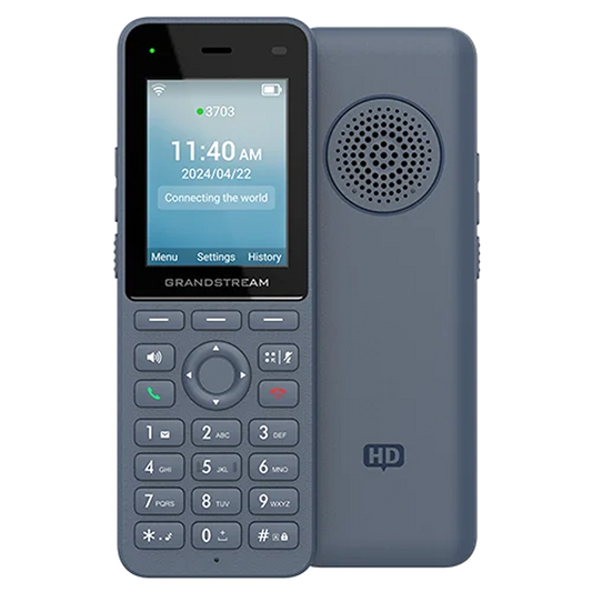 Grandstream WP826 Cordless WiFi 6 IP Phone front and rear view showing speaker and ergonomic design -tpstech.in