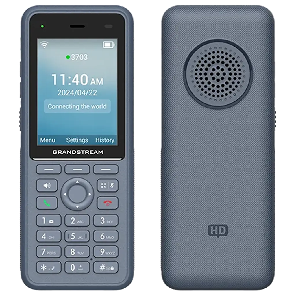 Grandstream WP836 rugged Wi-Fi 6 cordless IP phone front and rear view with HD voice and IP67 IP69K protection -tpstech.in