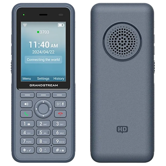 Grandstream WP836 rugged Wi-Fi 6 cordless IP phone front and rear view with HD voice and IP67 IP69K protection -tpstech.in