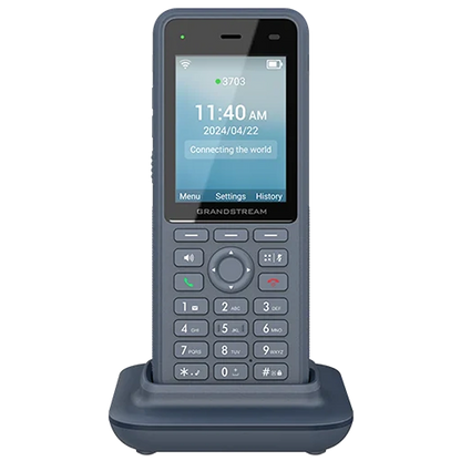 Grandstream WP836 cordless Wi-Fi 6 IP phone in charging dock front view with color display and keypad -tpstech.in
