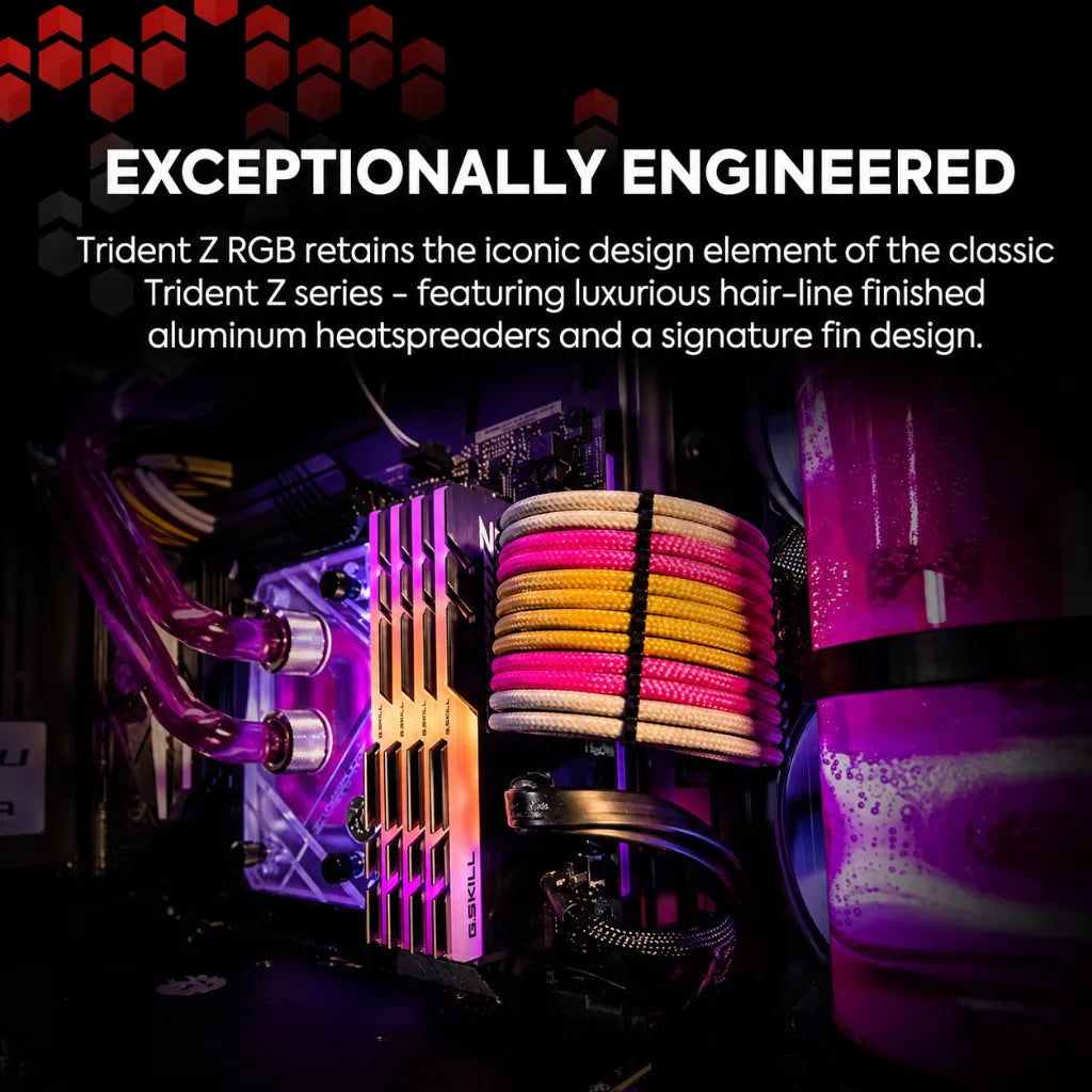 G.SKILL Trident Z RGB DDR4 desktop RAM featuring premium aluminum heat spreaders and signature fin design.