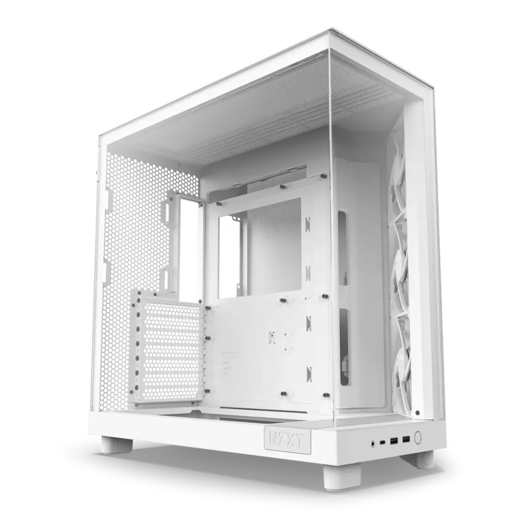 NZXT H6 Flow Tempered Glass Compact Dual-Chamber Mid-Tower Airflow Case-White