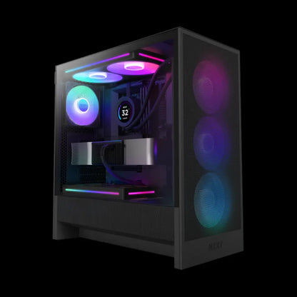 NZXT H5 Flow RGB Tempered Glass High Airflow ATX Mid-Tower Gaming Case-Black