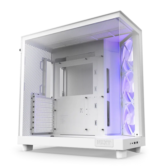NZXT H6 Flow RGB Tempered Glass Compact Dual-Chamber Mid-Tower Airflow Case-White