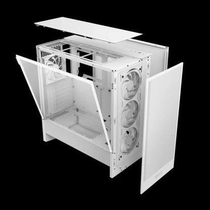 NZXT H5 Flow RGB Tempered Glass High Airflow ATX Mid-Tower Gaming Case-White