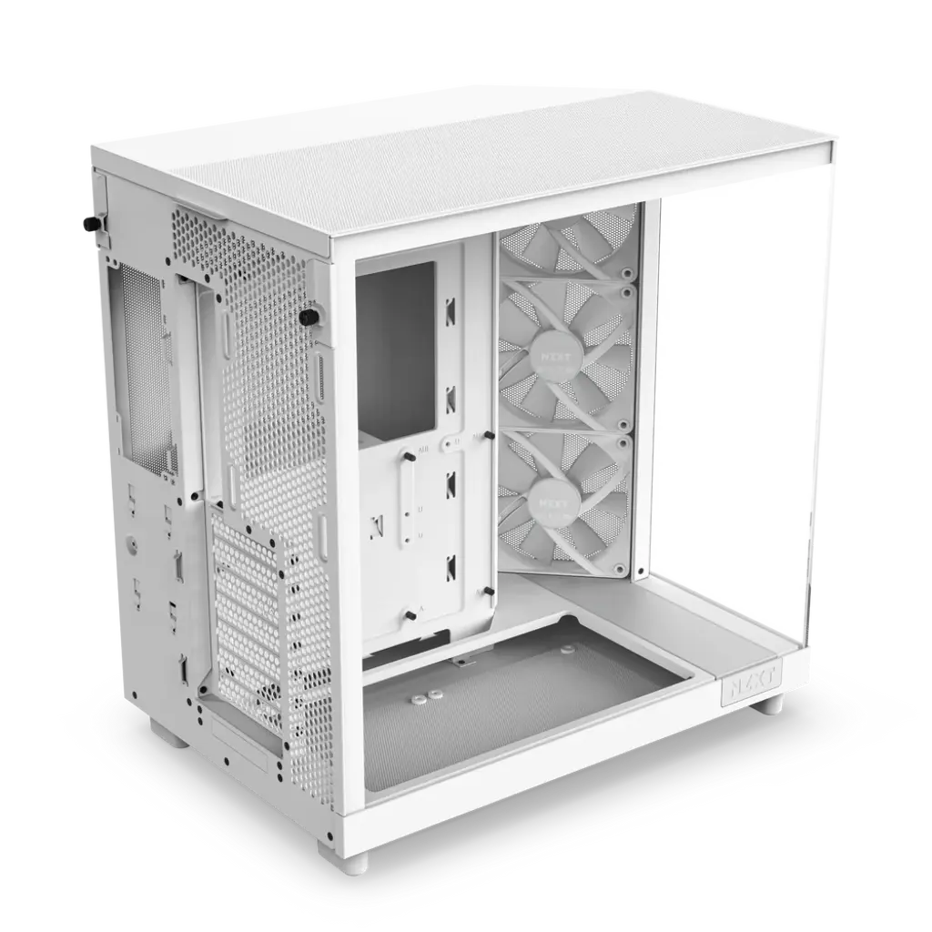NZXT H6 Flow RGB Tempered Glass Compact Dual-Chamber Mid-Tower Airflow Case-White