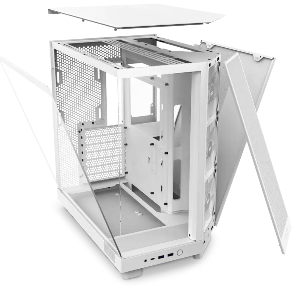 NZXT H6 Flow RGB Tempered Glass Compact Dual-Chamber Mid-Tower Airflow Case-White