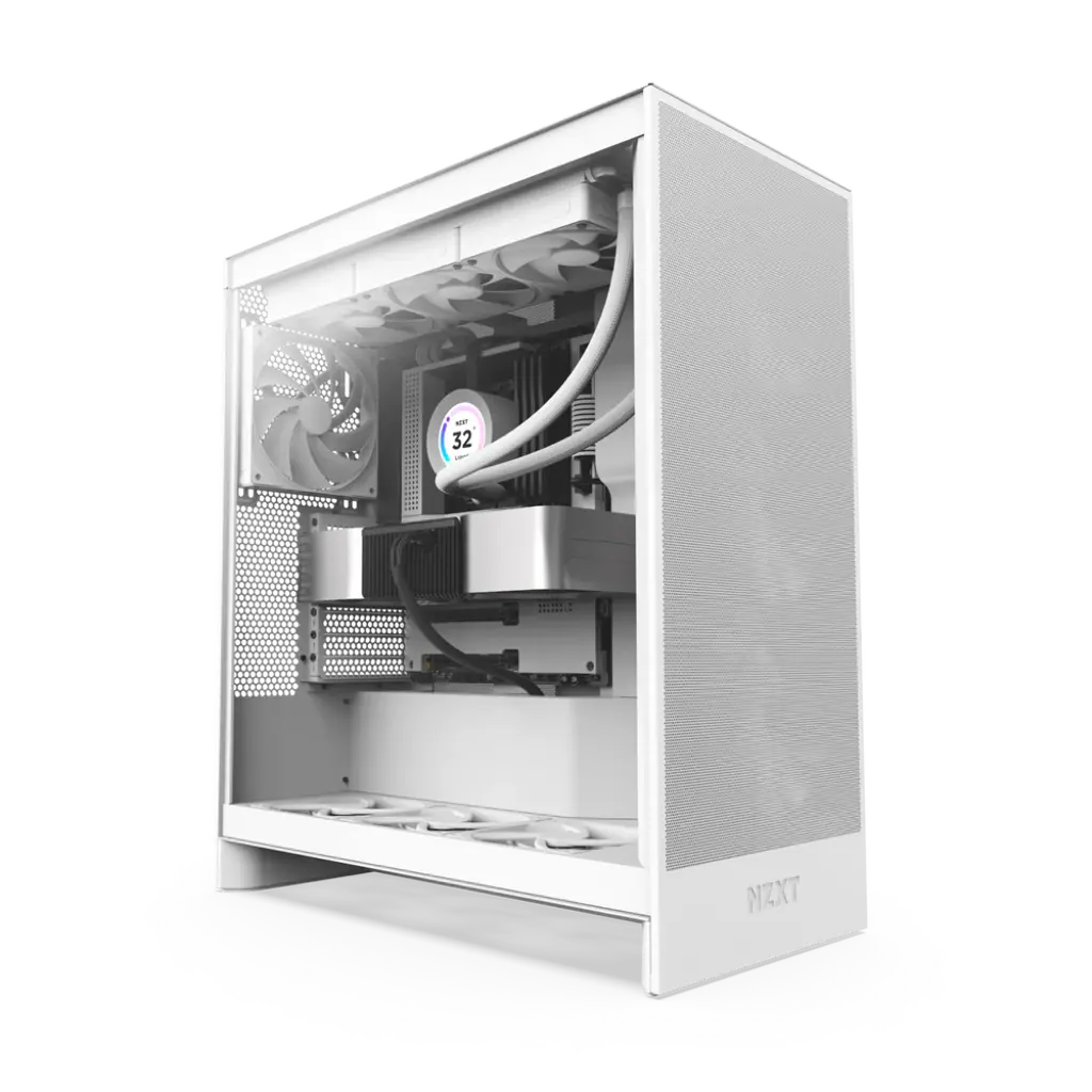 NZXT H7 Flow Tempered Glass Compact Mid-Tower ATX Airflow Case -White