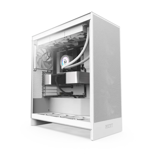 NZXT H7 Flow Tempered Glass Compact Mid-Tower ATX Airflow Case -White