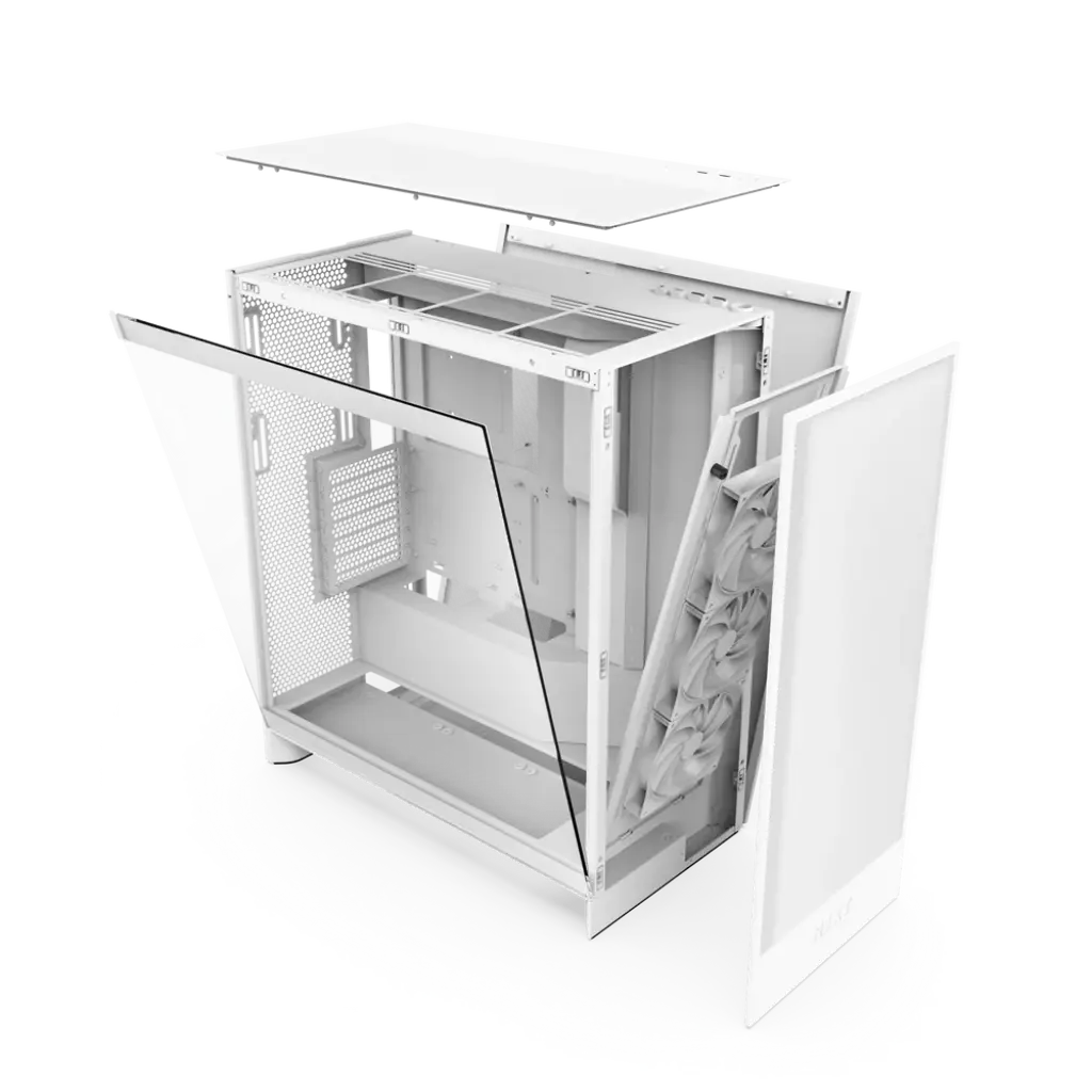 NZXT H7 Flow Tempered Glass Compact Mid-Tower ATX Airflow Case -White