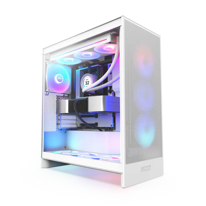 NZXT H7 Flow RGB Tempered Glass Compact Mid-Tower ATX Airflow Case -White
