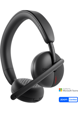 Dell WL3024 Wireless Leatherette Headband AI-Based Noise Cancellation Headset with Microphone - Black