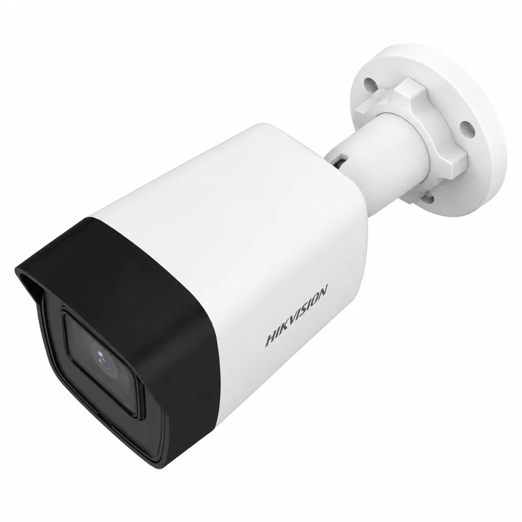 Top angle view of Hikvision DS-2CD1023G2-IUF 2MP network bullet camera with durable weatherproof design for outdoor surveillance.