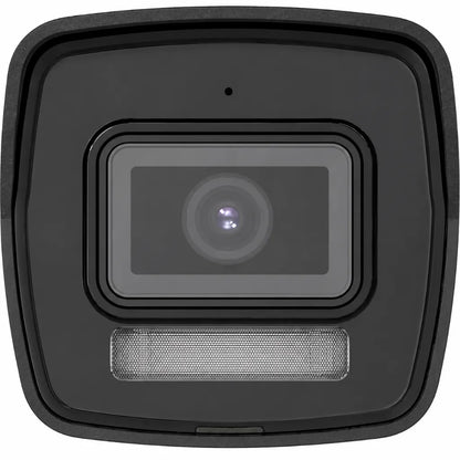 Close-up of Hikvision DS-2CD1023G2-LIU camera lens and Smart Hybrid Light module for Full HD IP surveillance.
