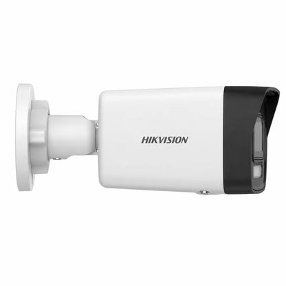 Left side profile of Hikvision DS-2CD1023G2-LIU 2MP IP bullet camera with adjustable mounting bracket for outdoor security.