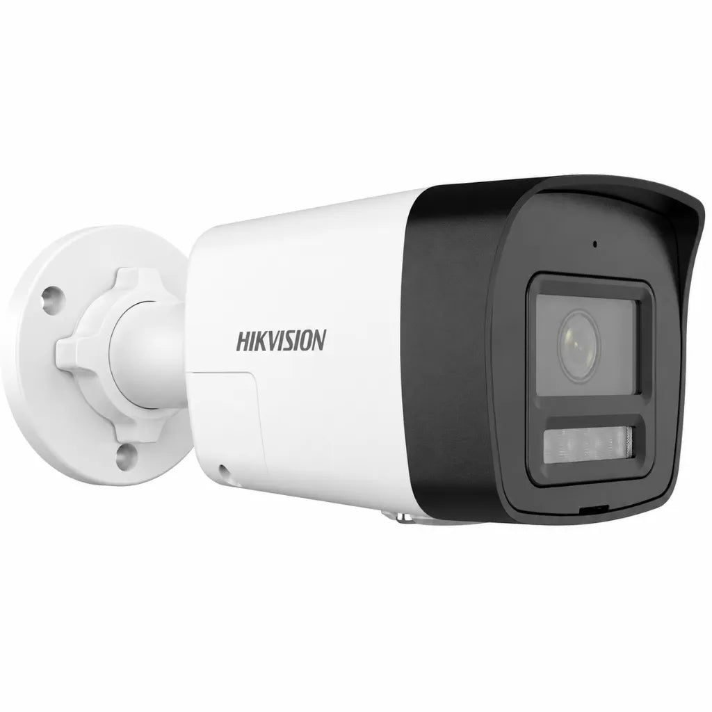 Hikvision DS-2CD1023G2-LIUF/SL Full HD IP Bullet Camera front right angle showing Smart Hybrid Light and weatherproof housing.