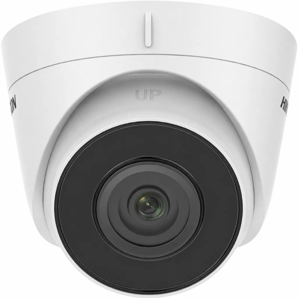 Front view of Hikvision DS-2CD1323G0E-I 2MP network turret camera with fixed lens and EXIR infrared night vision.