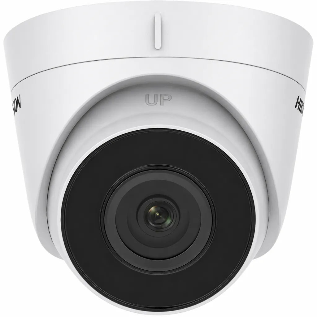 Front view of HIKVISION DS-2CD1383G0-I 8MP IP turret network camera with high-resolution fixed lens for CCTV surveillance.