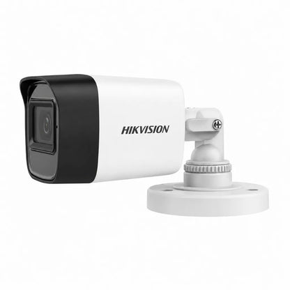 Left side view of Hikvision DS-2CE16D0T-ITPFS 2MP HD Audio Bullet CCTV Camera with adjustable mounting bracket