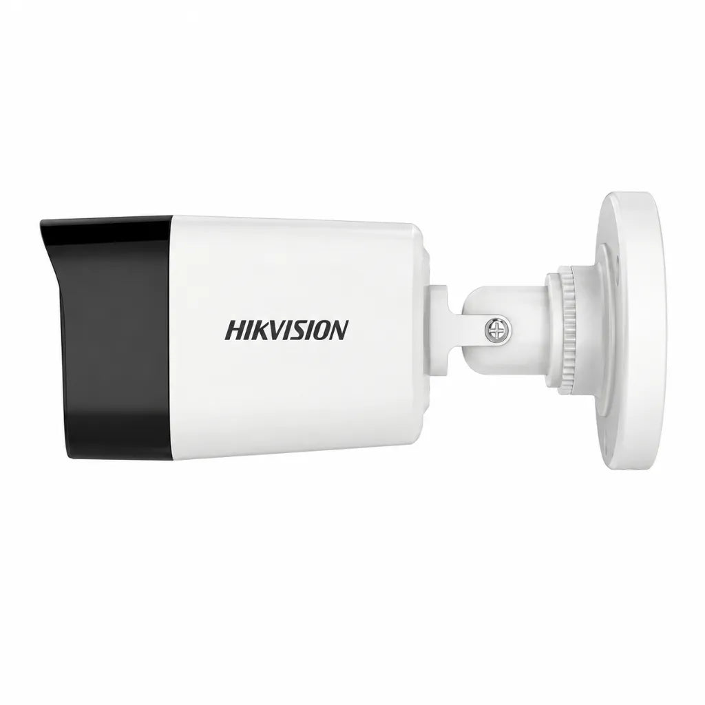 Left side view of HIKVISION DS-2CE16U1T-ITPF 8MP Bullet CCTV Camera with wall mounting bracket