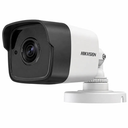 HIKVISION DS-2CE1AD0T-IT1F 2MP Full HD Bullet CCTV Camera front left angle view with fixed lens and durable outdoor design.