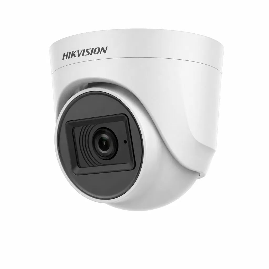 HIKVISION DS-2CE76D0T-ITPFS 2MP Audio Turret Security Camera front right perspective with 2.8mm lens