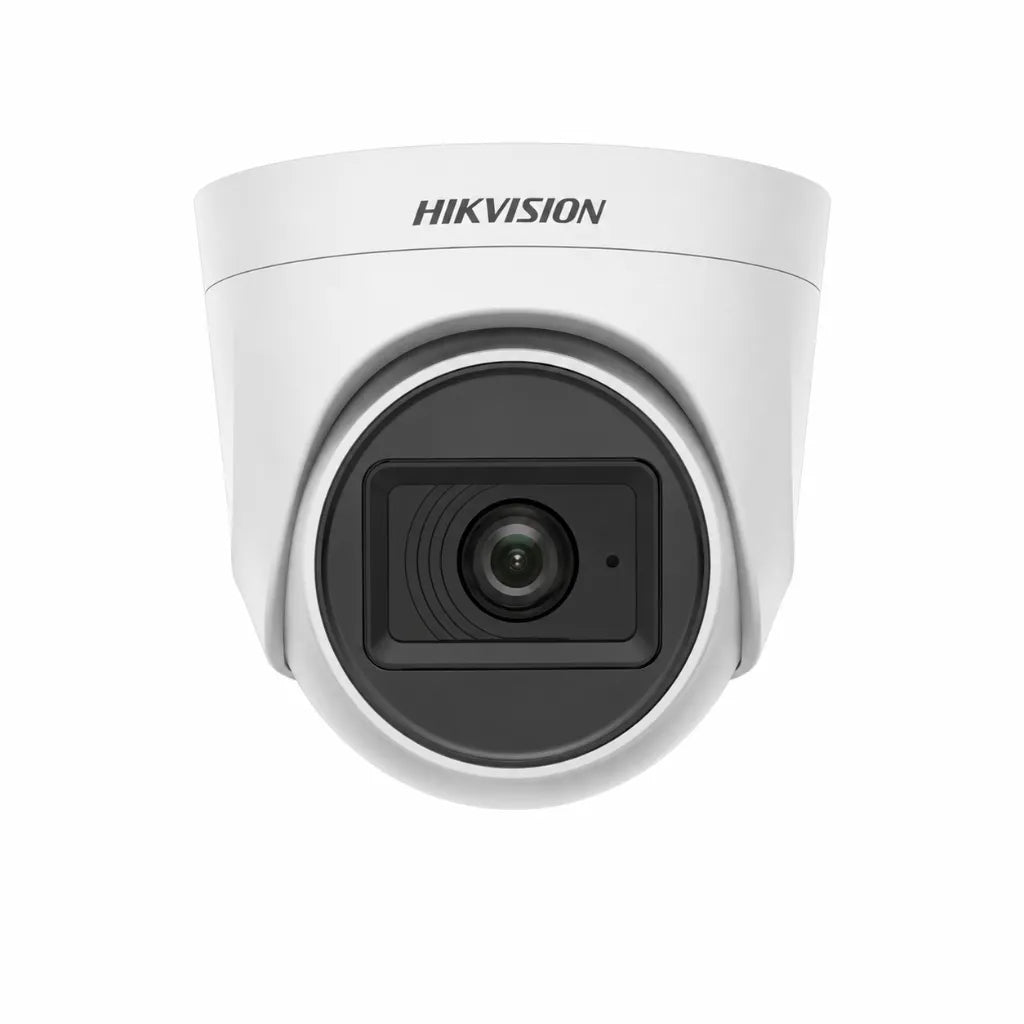 Front view of HIKVISION DS-2CE76D0T-ITPFS 2MP Full HD Audio Turret CCTV Camera with 2.8mm fixed lens