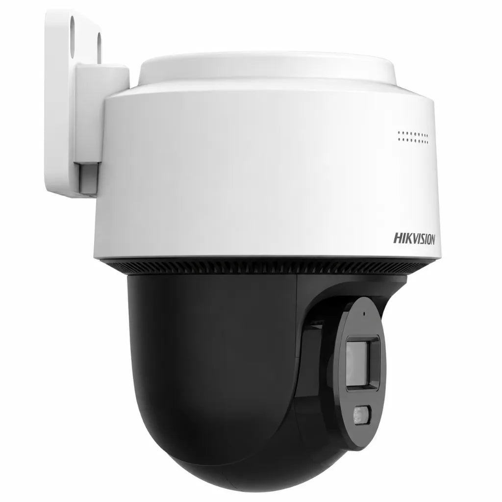 Left side view of Hikvision DS-2DE2C400MWG-E 4MP Mini PT Network Camera with wall mounting bracket.