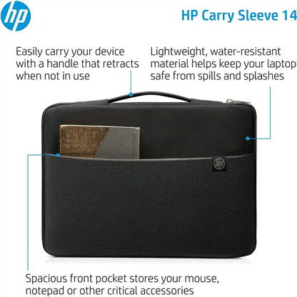 HP 3XD33AA 14 Inch Laptop Carry Sleeve with Front Pocket and Retractable Handle Features