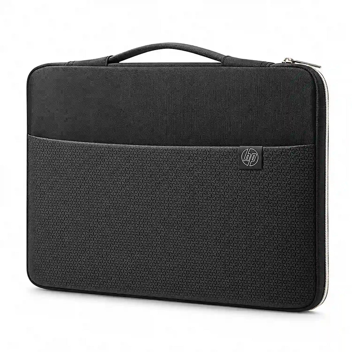 HP 3XD33AA 14 Inch Laptop Carry Sleeve with Geometric Textured Front Pocket Perspective View