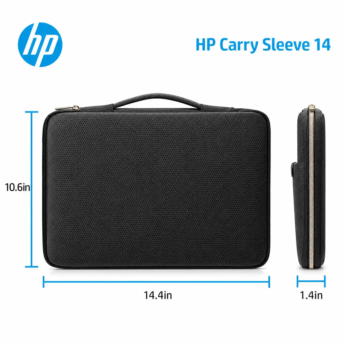 HP 3XD33AA 14 Inch Laptop Carry Sleeve Product Size and Dimensions Diagram