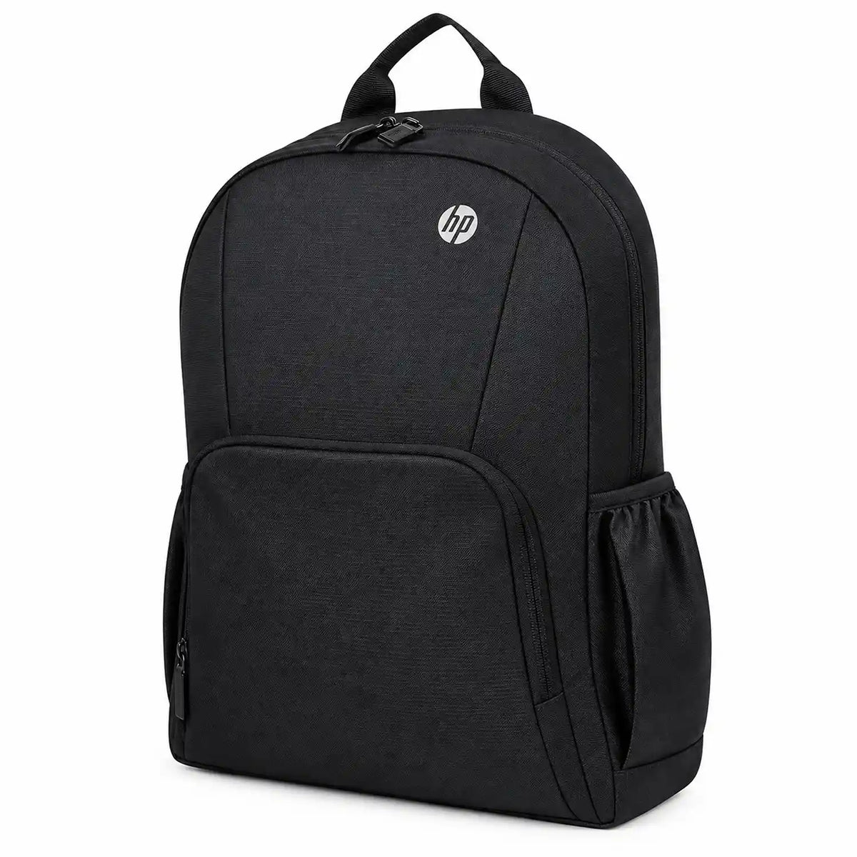 HP Campus Core 16 Laptop Backpack Black for 16 Inch Laptops side angle view featuring elastic water bottle pocket -tpstech.in