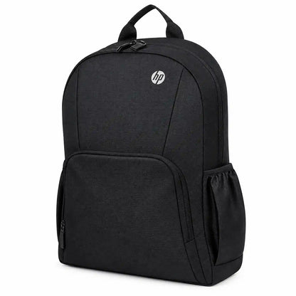HP Campus Core 16 Laptop Backpack Black for 16 Inch Laptops side angle view featuring elastic water bottle pocket -tpstech.in