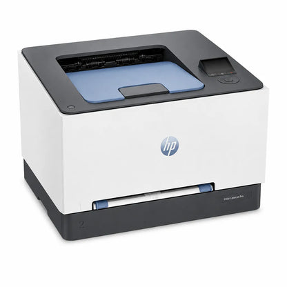 HP Color LaserJet Pro 3203dw color laser printer front angle view showing the paper tray, output area and control panel -tpstech.in