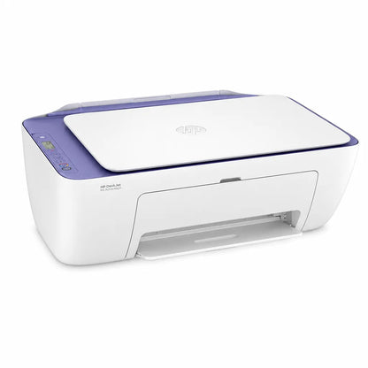 HP DeskJet 2931 all-in-one inkjet printer front three-quarter view with compact white and purple design-tpstech.in