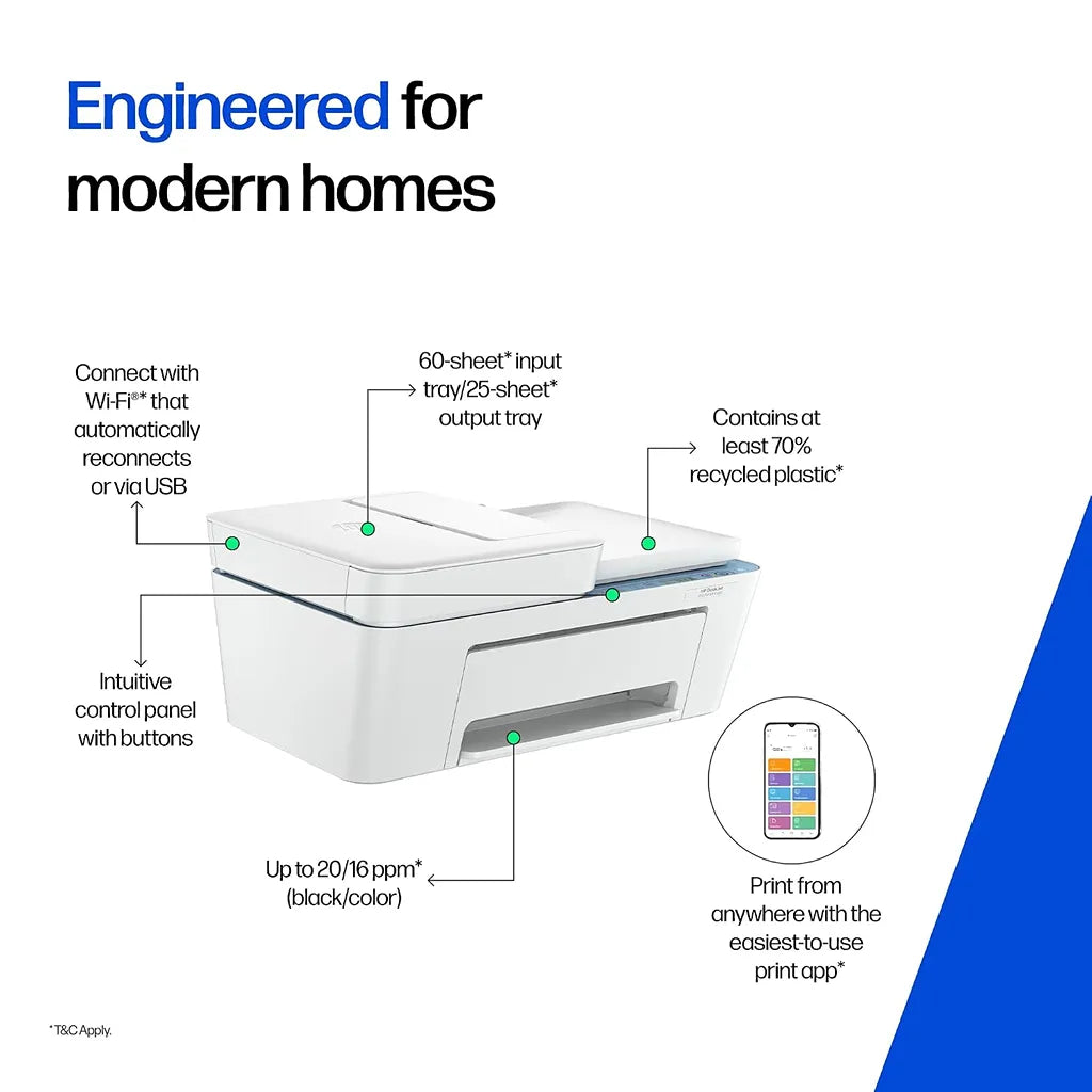 HP DeskJet Ink Advantage 4388 home printer with 60-sheet input tray and 25-sheet output tray -tpstech.in